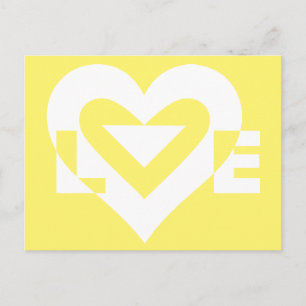 Carte Postale Aimer Blanc sur Jaune