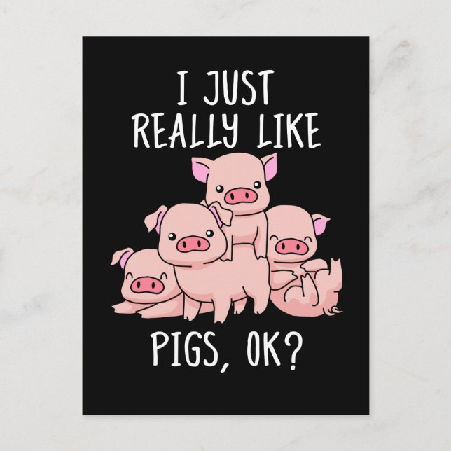 Carte Postale Aimer Cochon Cadeau Femmes Cochon Cadeaux Porc Vin (Devant)