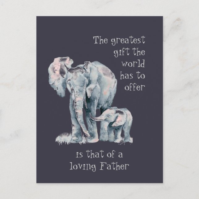 Carte Postale Aimer Elephant Père et bébé animal Citation (Devant)
