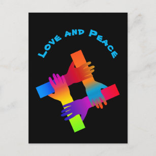 Carte postale Aimer et Paix Arc-en-ciel