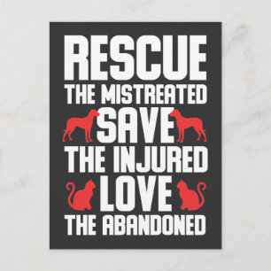Carte Postale Aimer les chiens et les chats Sensibilisation au s