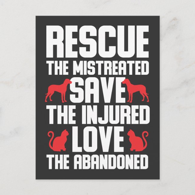 Carte Postale Aimer les chiens et les chats Sensibilisation au s (Devant)