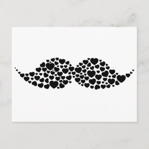 Carte Postale Aimer les coeurs de moustache