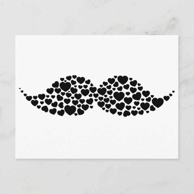 Carte Postale Aimer les coeurs de moustache (Devant)