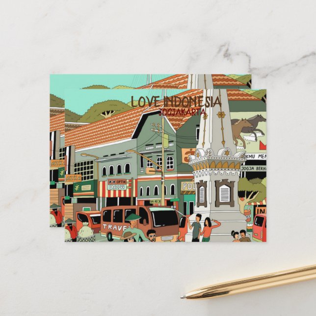 CARTE POSTALE AIMER L'INDONÉSIE (Devant/Arrière en situation)