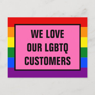 Carte Postale Aimer nos clients gays LGBTQ Rainbow Pride Drapeau
