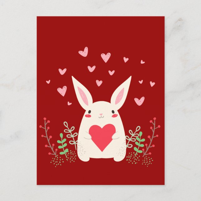 Carte Postale Aimer Snuggly Kawaii Bunny Custom (Devant)