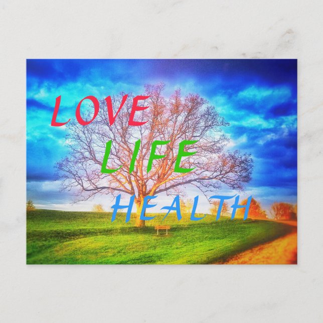 CARTE POSTALE AIMER VIE SANTÉ ARBRE POSTCARD (Devant)