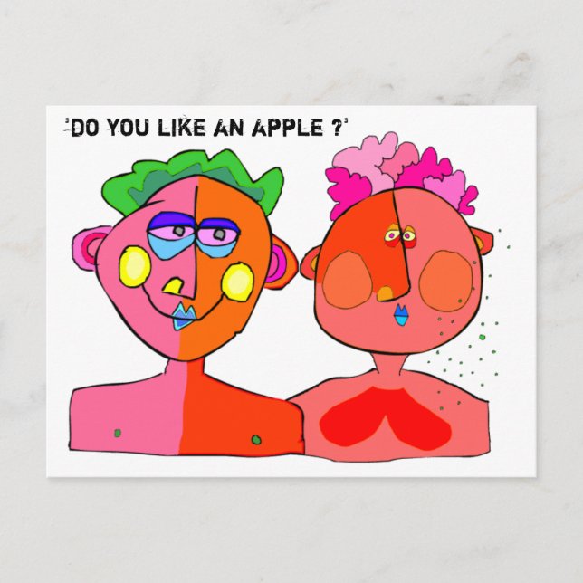 Carte Postale 'aimez-vous une pomme ? ' (Devant)