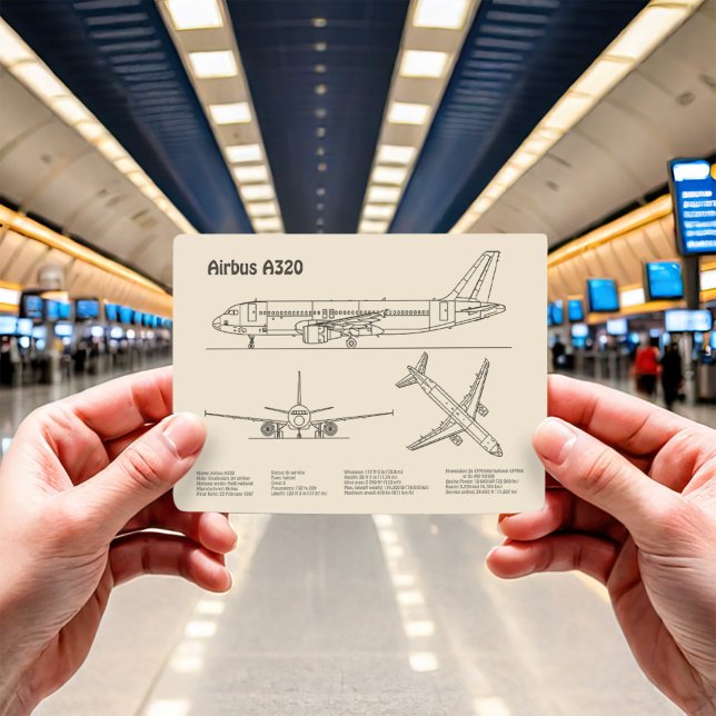 Carte Postale Airbus A320 - Dessins de plan de l'avion Plans SD (Airbus A320 - Airplane Blueprint Drawing Plans SD. Postcard)