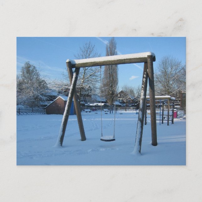Carte Postale Aire de jeux dans la neige (Devant)
