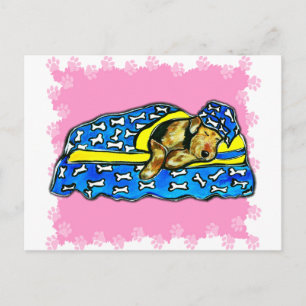 Carte Postale Airedale rose endormi