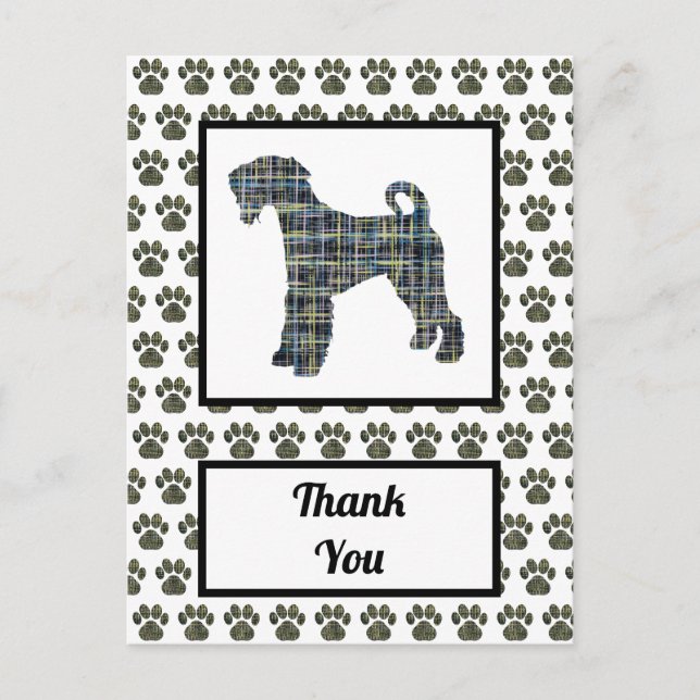 Carte Postale Airedale Terrier Chien Silhouette Merci (Devant)