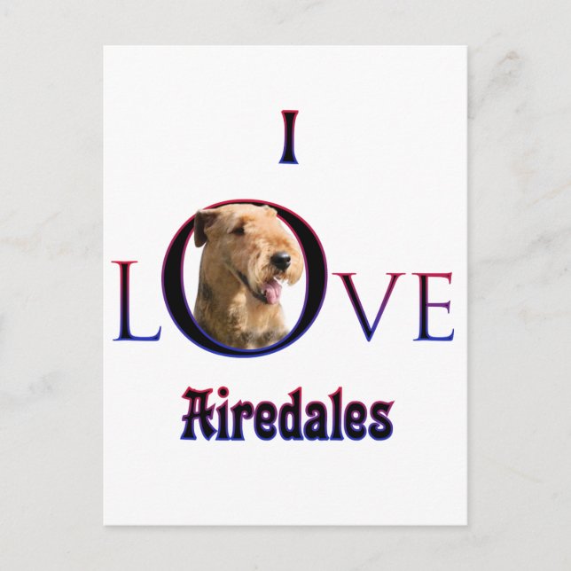 Carte Postale Airedale Terrier I Love (Devant)