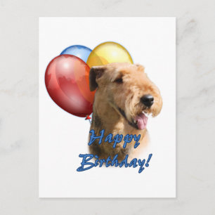 Carte Postale Airedale Terrier Joyeux ballon d'anniversaire