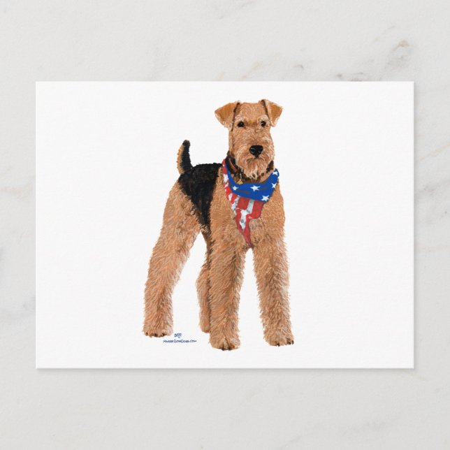Carte Postale Airedale Terrier patriotique (Devant)