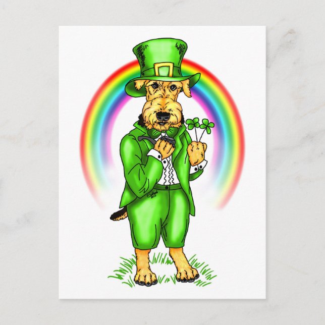 Carte Postale Airedale Terrier St. Patrick's Day Leprechaun (Devant)