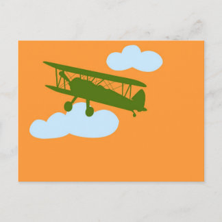 Carte Postale Airplane on plain orange background.