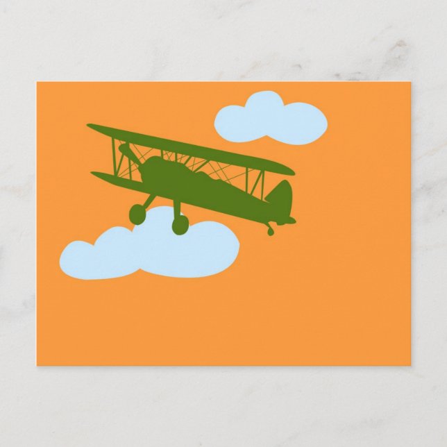 Carte Postale Airplane on plain orange background. (Devant)