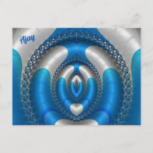 Carte Postale AJAY Brillant ! ~ Conception de fractale 3D bleu b