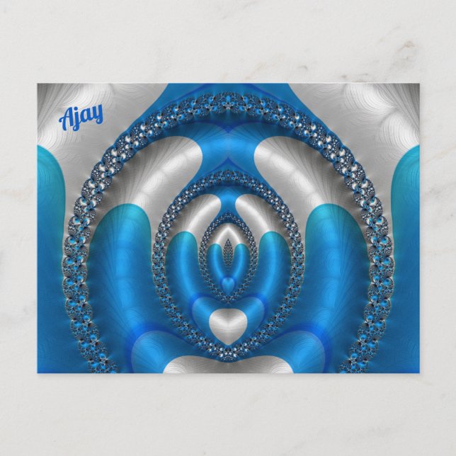 Carte Postale AJAY Brillant ! ~ Conception de fractale 3D bleu b (Devant)