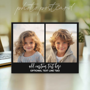 Carte Postale Ajouter 2 Photos - Collage Simple - Noir