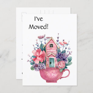 Carte Postale Ajouter Photo, I've Moved Pink Fairytale Home Cart