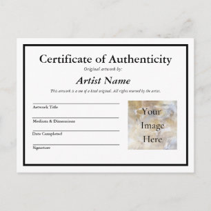 Carte Postale Ajouter un certificat d'authenticité photo d'art