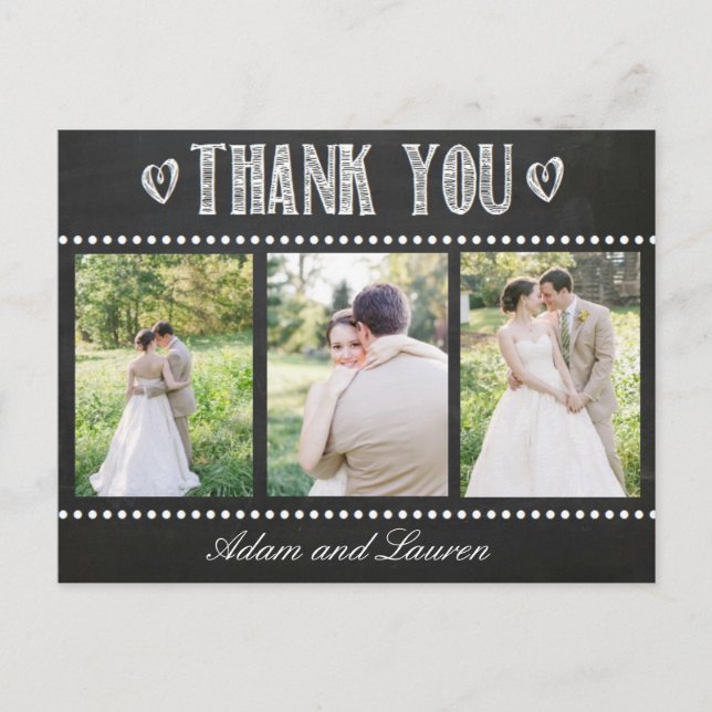 Carte Postale Ajouter vos propres photos Chalkboard Merci (Devant)