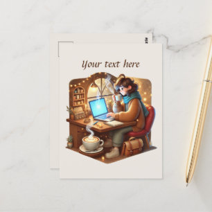 Carte Postale Ajouter votre café texte