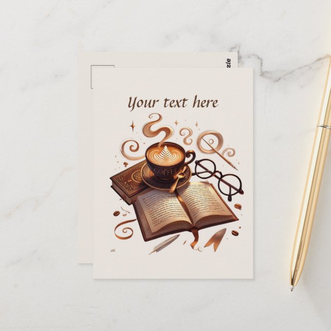 Carte Postale Ajouter votre café texte (Devant/Arrière en situation)