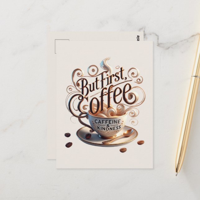 Carte Postale Ajouter votre café texte (Devant/Arrière en situation)