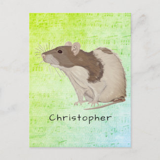 Carte Postale Ajouter Votre Nom Rat Design