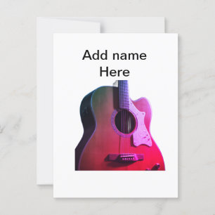 Carte Postale Ajouter votre nom texte brun acoustique guitare éd