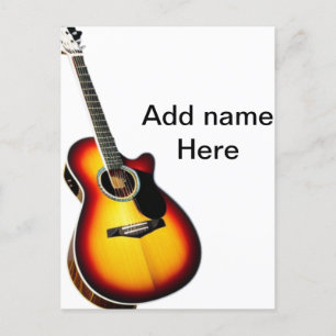 Carte Postale Ajouter votre nom texte brun acoustique guitare éd