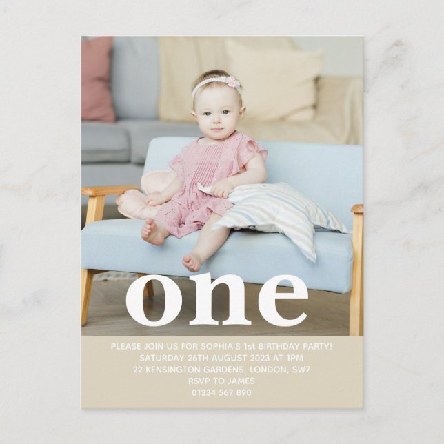 Carte Postale Ajoutez votre propre photo Un premier anniversaire (Devant)