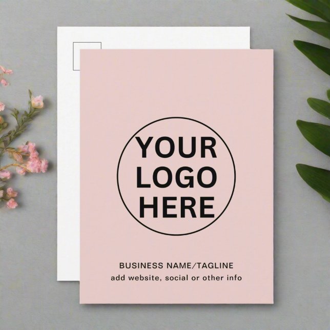 Carte Postale Ajoutez votre texte et logo l Rose bonbon promotio (Créateur téléchargé)