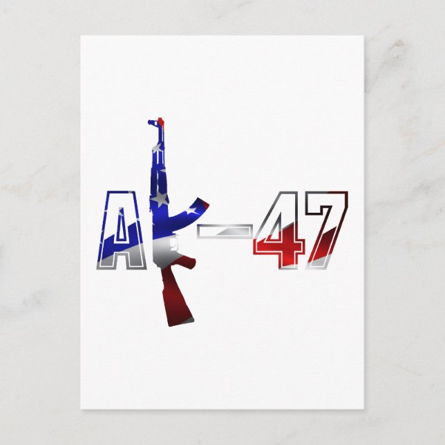 Carte Postale AK-47 AKM Assault Rifle Logo Rouge Blanc Et Bleu.p (Devant)