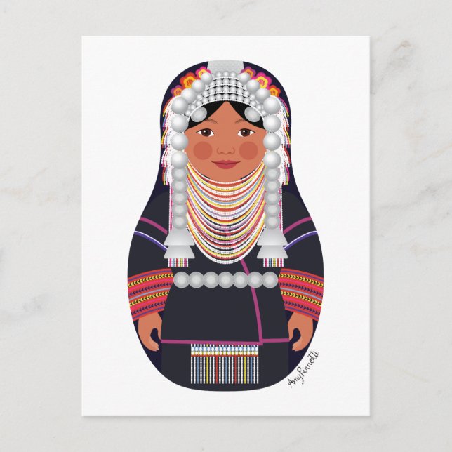 Carte postale Akha de Thaïlande Matryoshka (Devant)