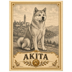 Carte Postale Akita, Chien du Patrimoine Vintage