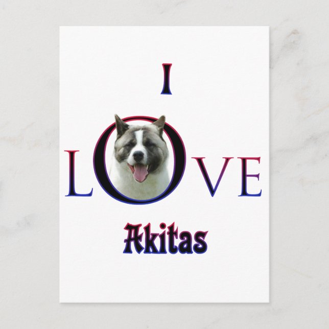 Carte Postale Akita I Love (Devant)
