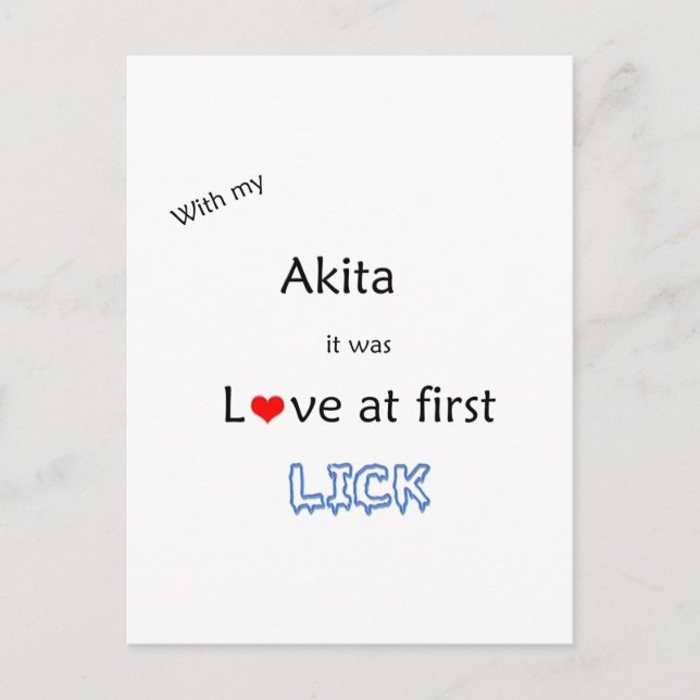 Carte Postale Akita Lick Design (Devant)