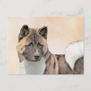 Carte Postale Akita Peinture - Cute Original Chien Art