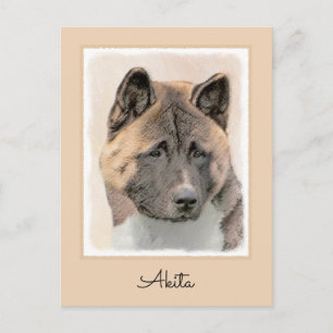 Carte Postale Akita Peinture - Cute Original Chien Art