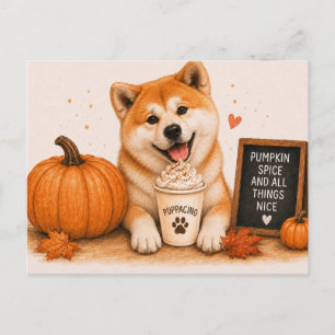 Carte Postale Akita Pupuccino Chaud au Curry de Citrouille Autom