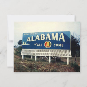 Carte Postale Alabama, Bienvenue, enseigne de la route Y'all Com