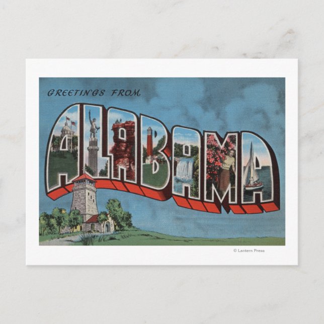 Carte Postale Alabama (Bleu)Grandes lettres ScènesAlabama (Devant)