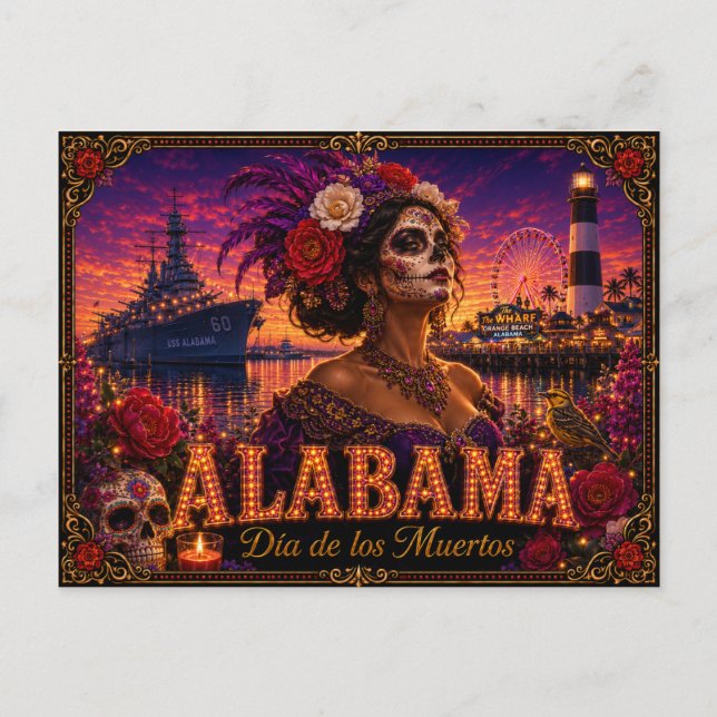 Carte Postale Alabama Día de los Muertos Rétro (Devant)