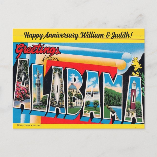 Carte Postale Alabama Greeting All Occasion Postcard (Devant)