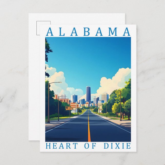 Carte Postale Alabama Heart of Dixie USA Travel Place (Devant / Derrière)
